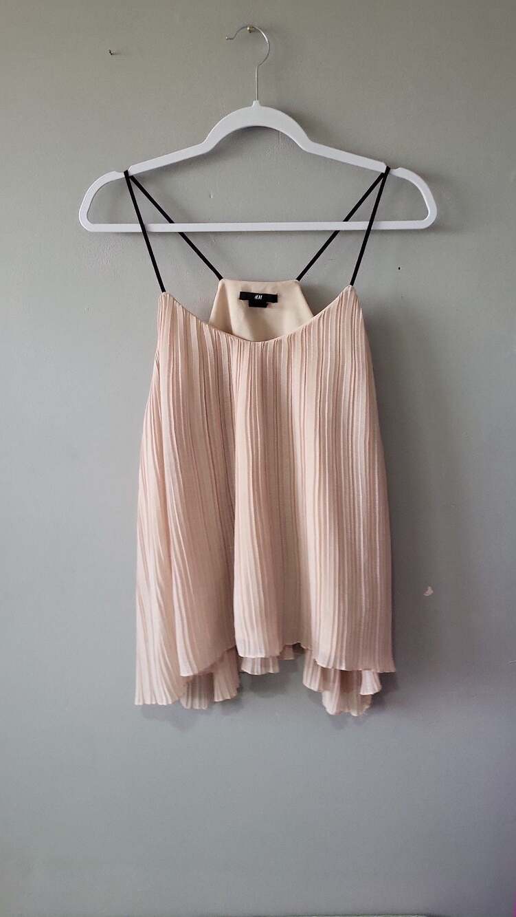Pleated Concert Festival Flowy Camisole in Pale Pink